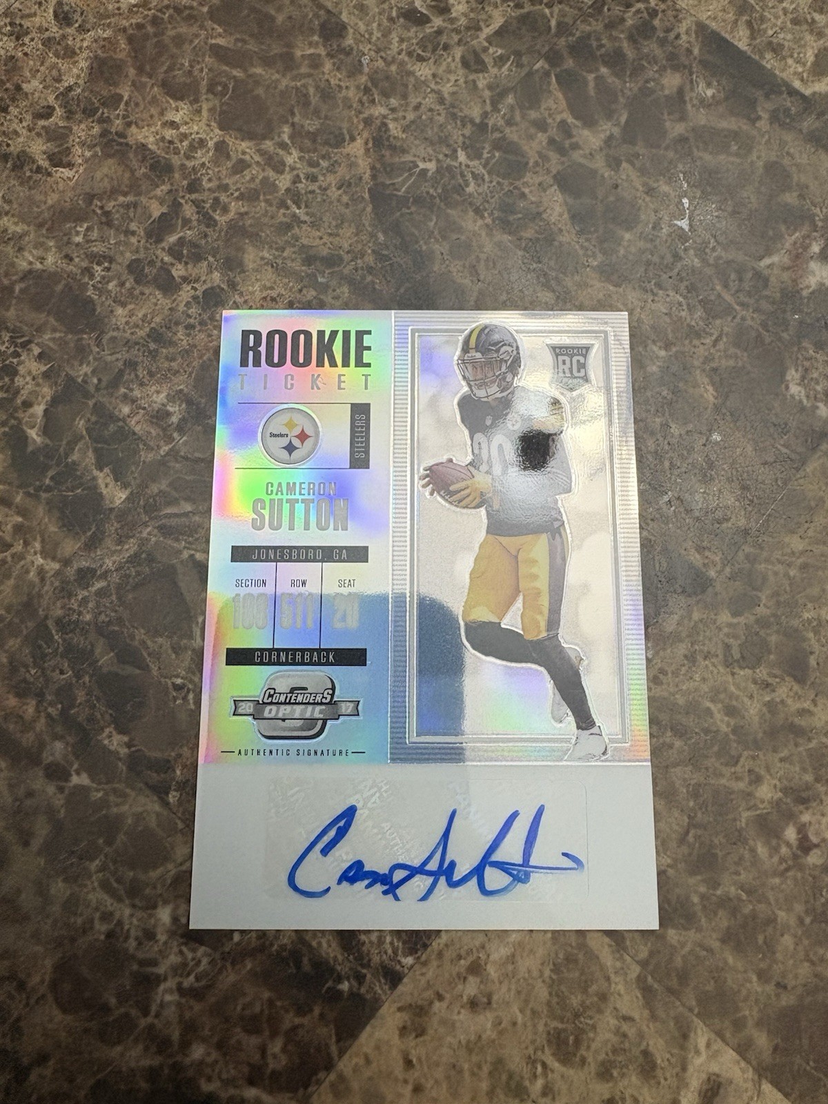 Cameron Sutton Panini Contenders Optic #152 Autograph