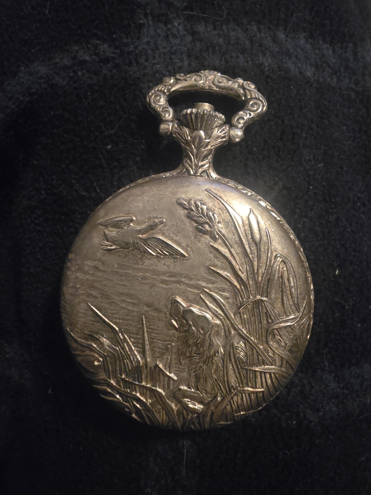 André Rivalle 17 Jewels Swiss Pocket Watch Bird Dog & Duck Hunting Lake ...