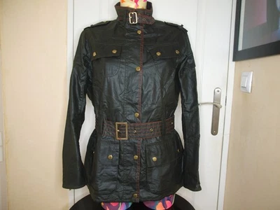 VESTE BARBOUR MOTARDE EN COTON WAX VERT TRES FONCE TAILLE 16 (M/L) - Photo 1/4