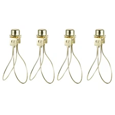 4 x Lamp Shade Light Bulb Clip Adapter with Shade Attaching Finial Top Brass