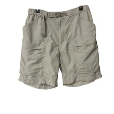 Uniqlo Mens Size M Geared Nylon Utility Belted Shorts Hiking Ripstop Beige