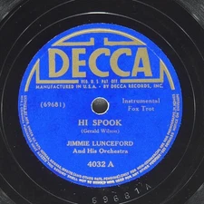 JIMMIE LUNCEFORD Hi Spook / Mad Dog Mazurka DECCA 4032 VG+ 78 1941 Big Band 10"