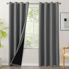 100 Blackout Curtains 84 inches Long, 4 Panels 54"W x 84"L Pack of 4 Grey