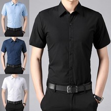 Modern Mens Short Sleeve Solid Color Shirt for Business and Casual Wear