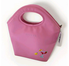 GUESS insulated lunch Tote Signature logo PVC pink color