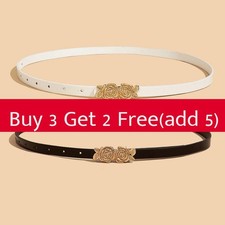 Childrens Vintage Faux Leather Belt With Floral Alloy Snap Design For Jeans And