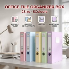 Office File Box Organiser Set 5 Pack 35mm Or 55mm Pastel Mixed Document AU