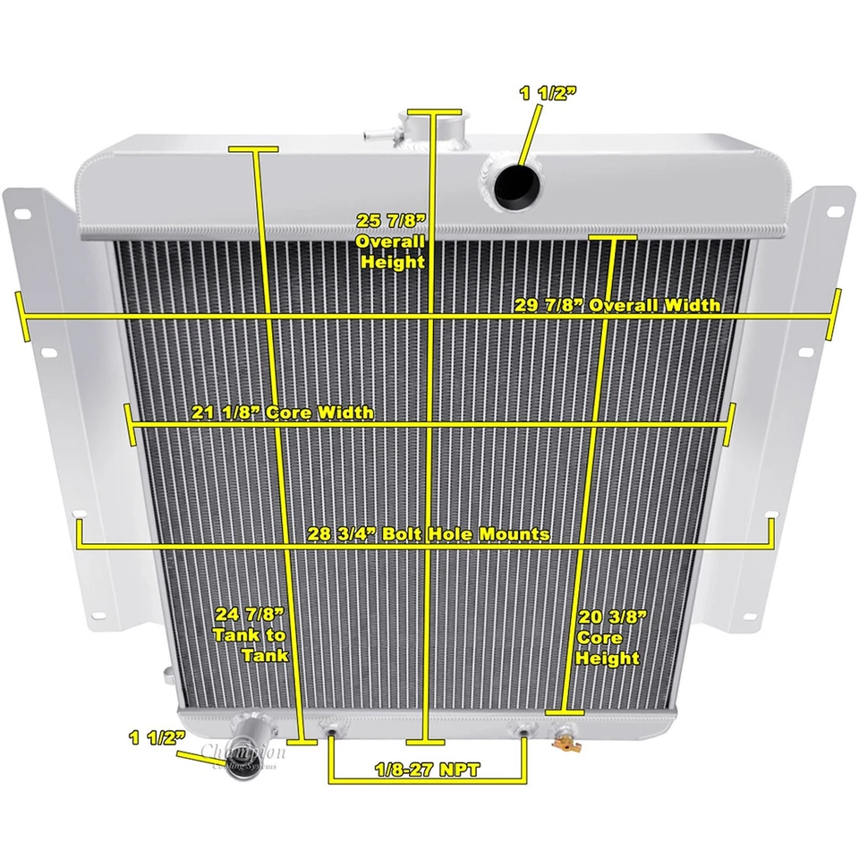 Champion Cooling Systems CC6169 All-Aluminum Radiator 1961-1969 Dodge D100 5.2L Foto 2 de 4