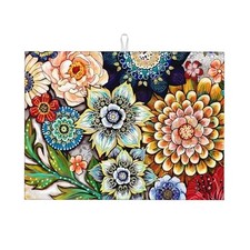 Boho Floral Dish Drying Mat for Kitchen Counter, 18 x 24 Floral 1 18" x 24"