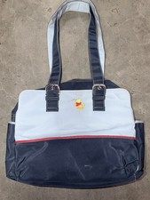 Vintage Disney Winnie the Pooh navy and light blue nylon diaper bag.