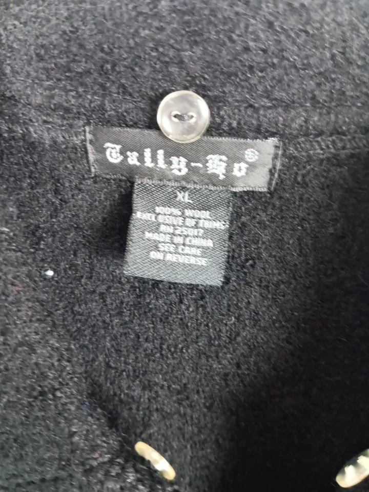 Chaleco Tally-Ho para mujer XL negro 100 % lana cuello cremallera completa copos de nieve Foto 3 de 4