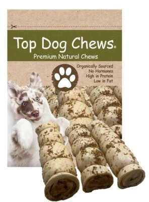 TOP DOG CHEWS Beef Cheek Rolls with Bully Sprinkles 10"-12"