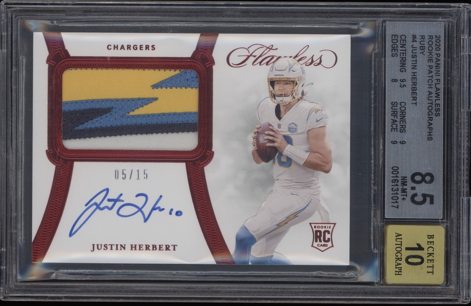 Justin Herbert Panini Flawless Rookie Patch Autograph #RPAJHE Ruby