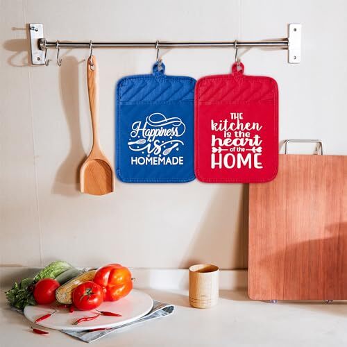 Funny Cotton Heat Resistant Potholders Set with Pocket Hanging Loop Bridal - Afbeelding 6 van 7