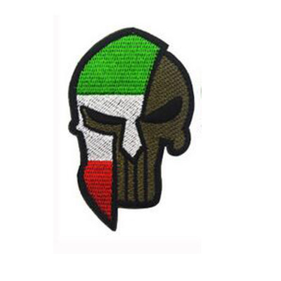 SPARTA SKULL LTALY FLAG IT FLAG 3D EMBROIDERED HOOK & LOOP PATCH *11