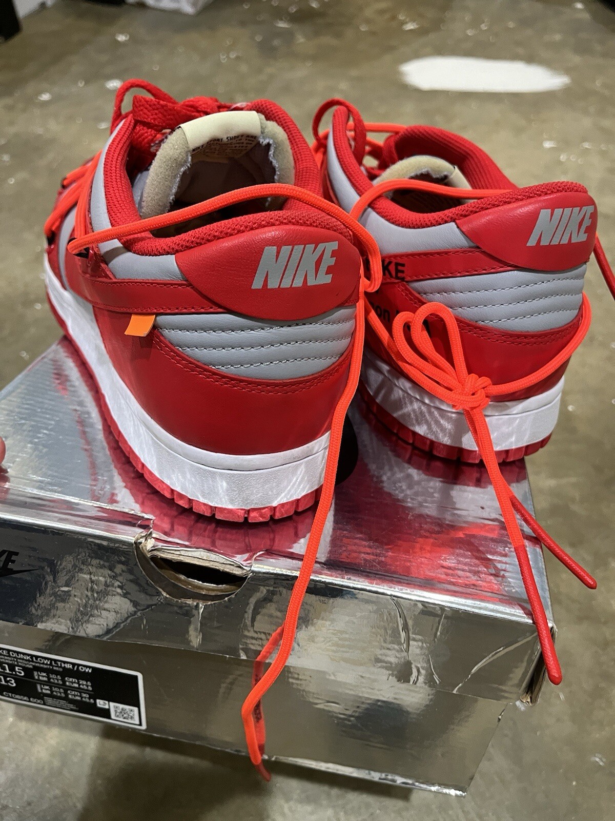 OFF WHITE X NIKE Taglia 11.5 Nike Dunk Low x OFF WHITE University Red 2019