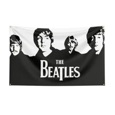 The Beatles Rock Band Flag Banner Tapestry Fabric Prints Hanging Wall Art 3x5Ft