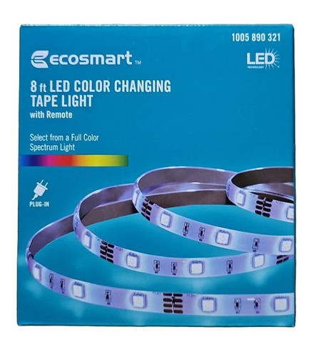 EcoSmart 8' RGB Indoor LED Strip Light Kit 8000 Lumens W/ Remote Color Changing - Picture 2 of 8