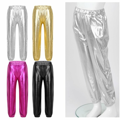 Toddlers Girls Dance Pants Metallic Jazz Hip Hop Trousers Performance Costumes - Picture 2 of 44