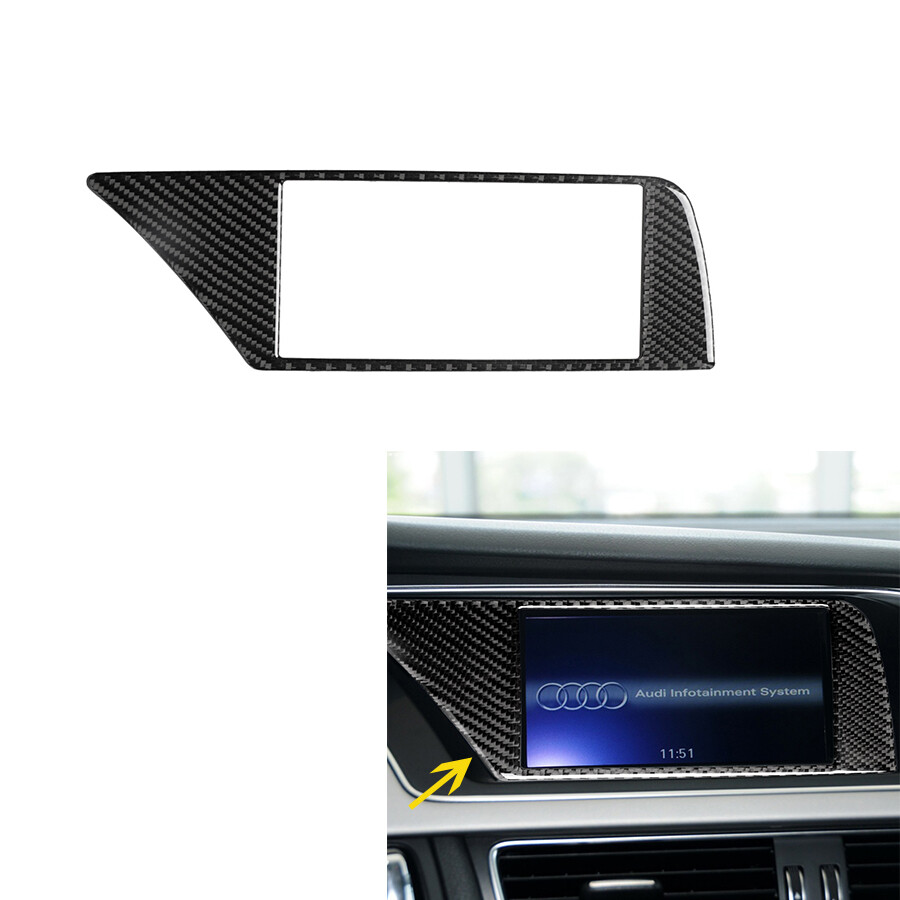Carbon Fiber Inner GPS Navigator Panel Trim Cover For Audi A4 B8 A5  2009-2016
