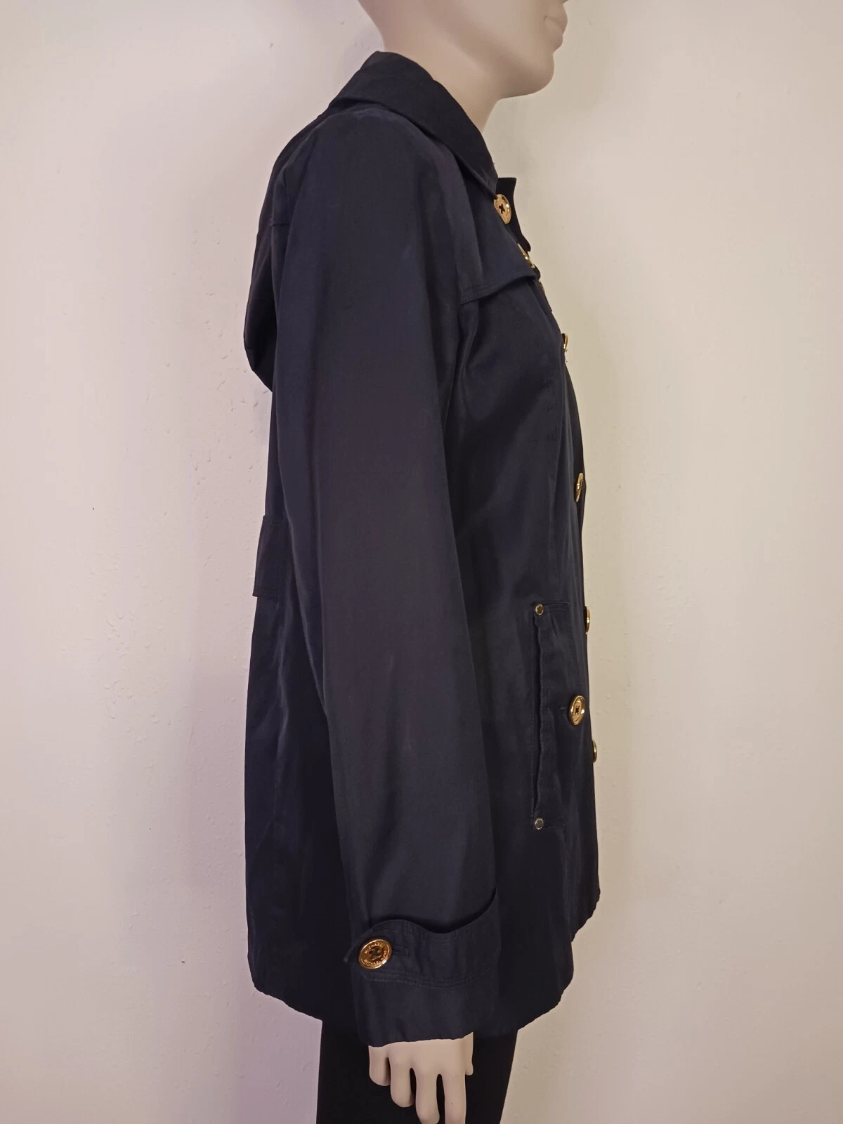 Michael Kors trincea antipioggia donna taglia small cappuccio rimovibile marrone chiaro oro