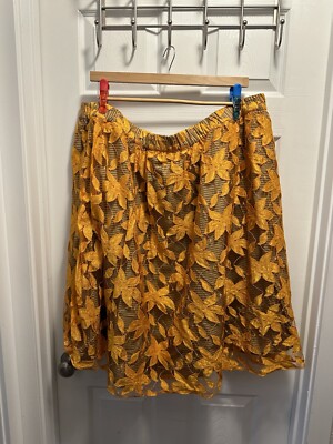6th & Lane Gold Brown Leaf Skirt Size 26/28 NWT
