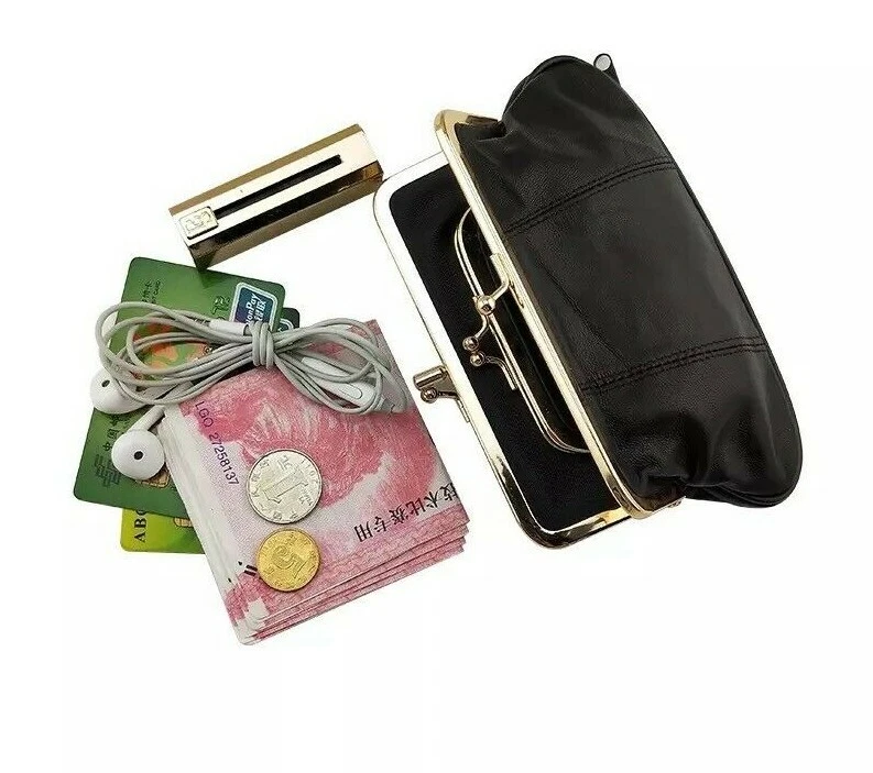 Leather Coin Purse for Women With Clasp Clip Purse for Women 