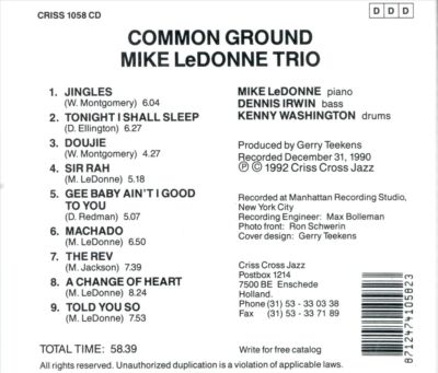 MIKE LEDONNE - COMMON GROUND NEW CD