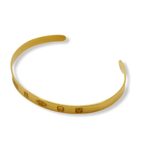 18ct Gold Vermeil Britannia 958 Silver Bangle Bracelet With Full UK Hallmarks - Picture 4 of 5