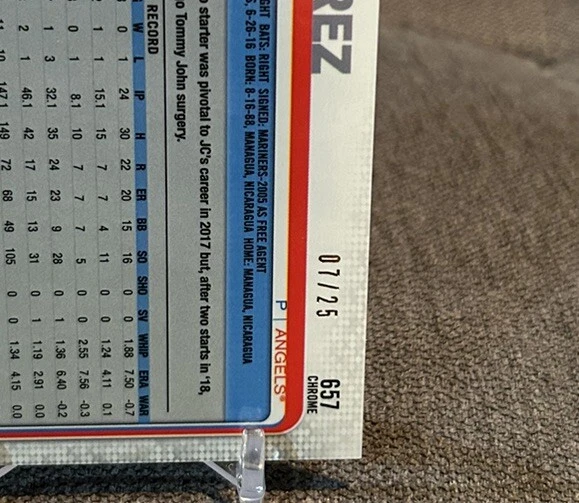 JC Ramirez 2019 Topps Bowman Chrome Sapphire Orange Refractor /25 - Image 3 of 3