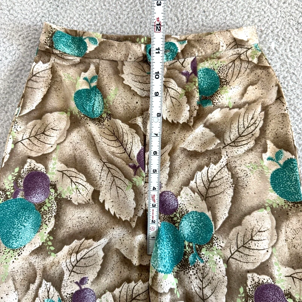 Pantalones Vintage Cintura Alta Talla Mediana Acampanados Estilo Años 70 Campana Bottoms Hojas Manzanas Foto 4 de 4