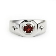 Natural Garnet Gemstone with 925 Sterling Silver Ring for Men's AJ778