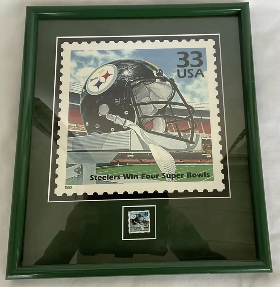 Selo postal Pittsburgh Steelers Win Four Super Bowls 1999 EUA emoldurado 17 X 15 - Imagem 2 de 4