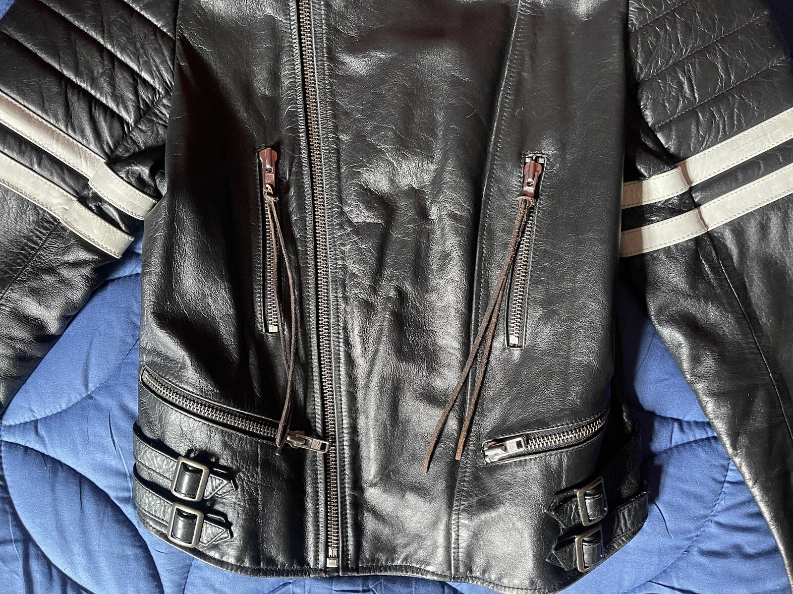 Ralph Lauren - Denim & Supply Leather Jacket (Black/White, Men’s Small). image 5