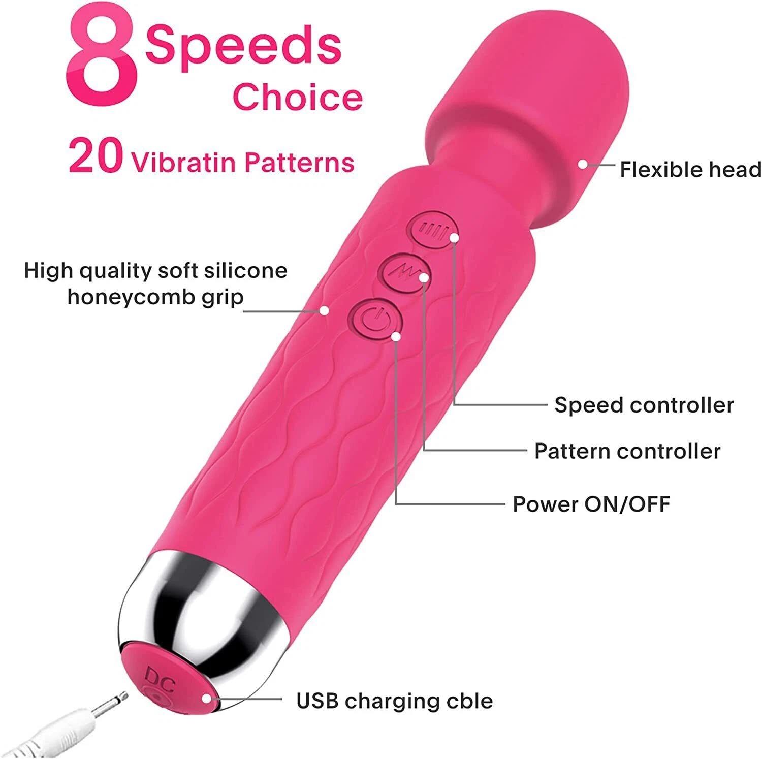 Handheld Massager 20 Speed Wand Vibrating Massage Magic Full Body Therapy Motor Handheld Massager 20 Speed Wand Vibrating Massage Magic Full Body Therapy Motor