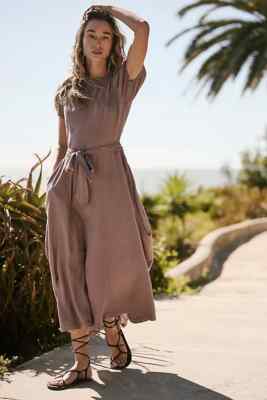 Free People Jackie Midi Puff Sleeve Backless Tie Slim Bodice Romantic Dress  XS | eBay
