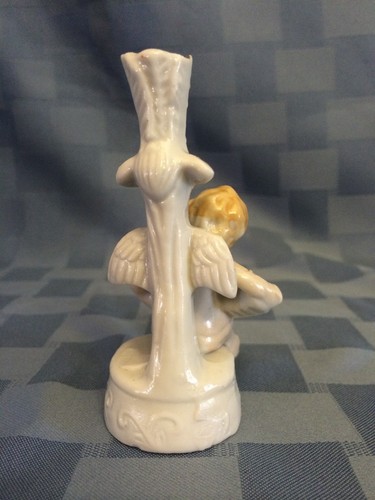 Antique Porcelain Angel Figurine Playing An Accordion Made In Japan CandleHolder - Picture 4 of 7