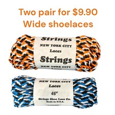 Shoe Laces Wide Flat - 45 inch - 2 pair Shoelaces. New Strings