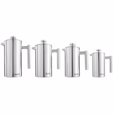 VonShef Stainless Steel Cafetiere Coffee Filter Maker & Measuring Spoon & Clip