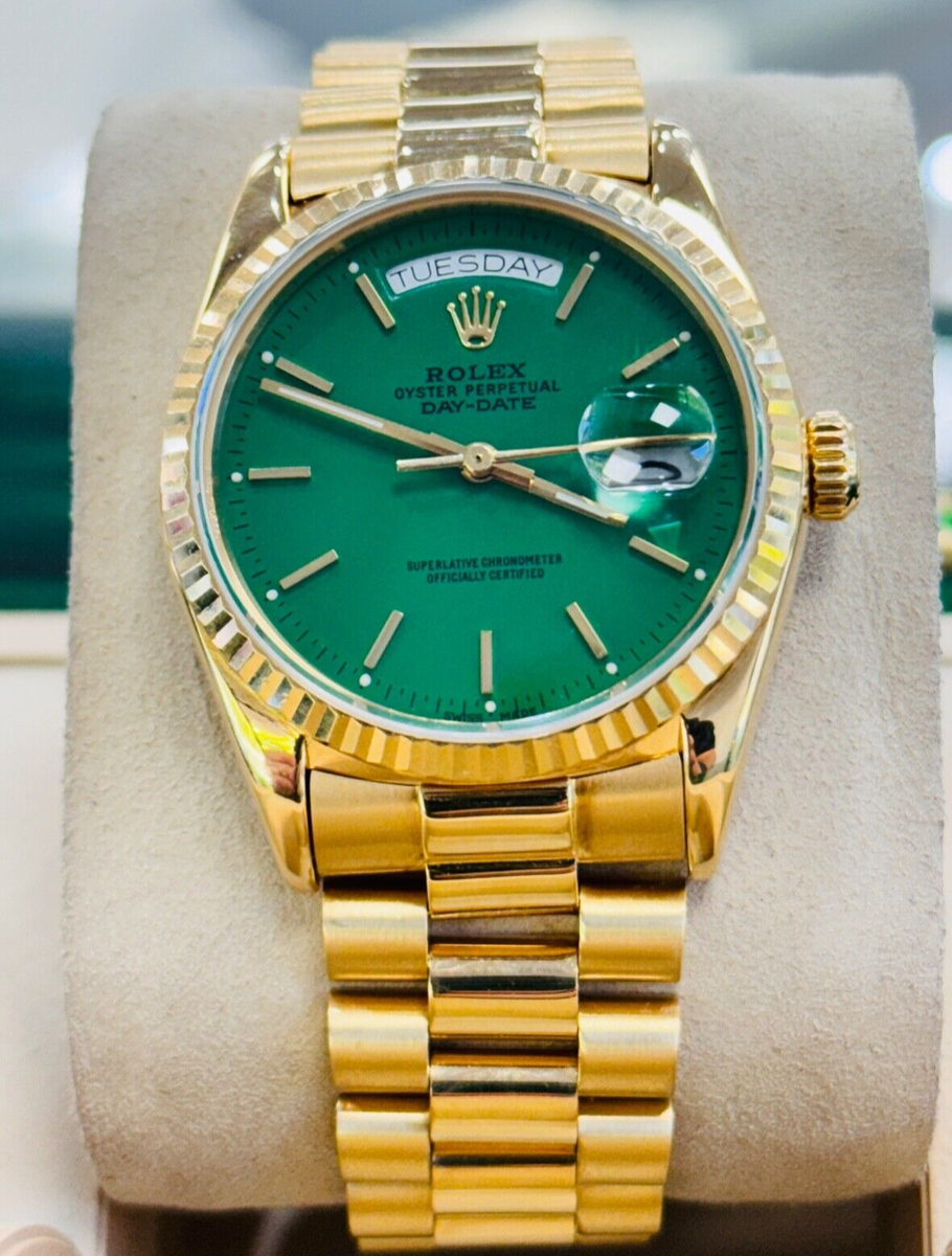 Rolex Day-Date 18038 Gold President Bracelet with Gold Bezel for