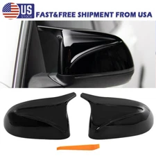 2PC Gloss Black M Style Side Mirror Cover Cap For BMW X3 X4 X5 X6 X7 G01 G03 G05