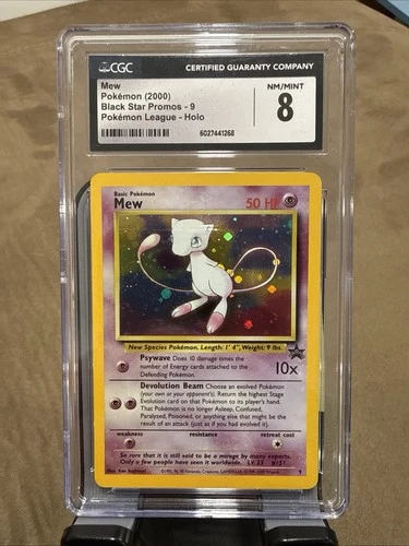 Mew 9 WOTC Promo Holo Pokemon Card CGC 8! Vintage Beautiful Mew 🤩