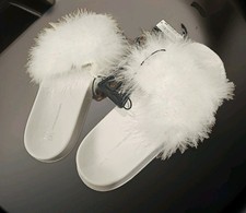 I.N.C. SLIPPERS Women's Sz 7-8 M Pool Slides White International Concepts NWT