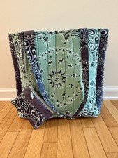 That's Sew Amelia Paisley Quilted Tote Bag Green Navy White with Coin Purse