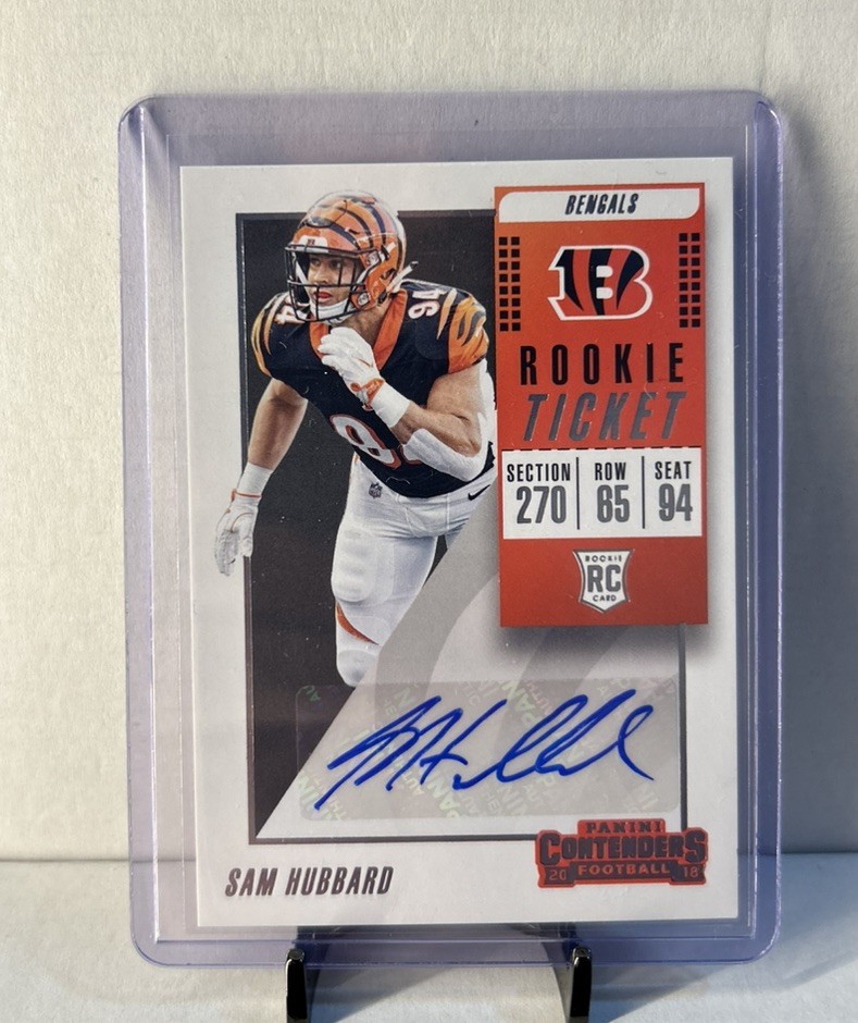 SAM HUBBARD 2018 Panini Contenders #270 Rookie Ticket Variation Auto Bengals