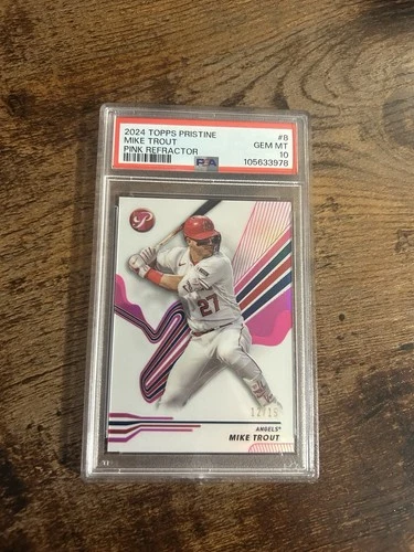 2024 Topps Pristine Mike Trout Pink Refractor /15 PSA 10 GEM MINT Pop 2