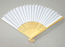 PAPER FANS, FOLDING HAND FAN WEDDING FAVOR BAMBOO, SILVER BAGS, LOT 45 PIECES