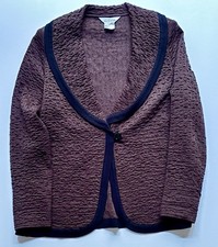 Misook Women  s Knit Cardigan Jacket Sz L Dark Brown Black Evening Travel