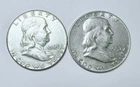 LOT OF 2 FRANKLIN HALF DOLLARS - 90% SILVER - FREE SHIP #8238