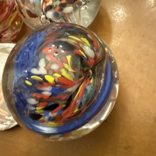 Vintage Art Glass Paperweights MCM Controlled Bubbles Colorful Decor Lot of 4 - Picture 3 of 6